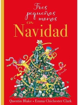 TRES PEQUEÑOS MONOS EN NAVIDAD