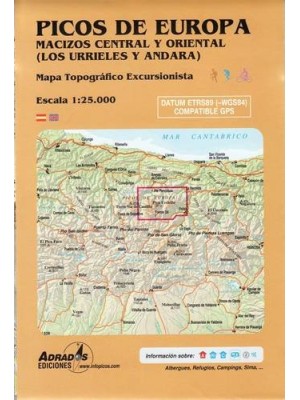 PICOS DE EUROPA MACIZOS CENTRAL Y ORIENTAL LOS URRIELES Y ANDARA MAPA