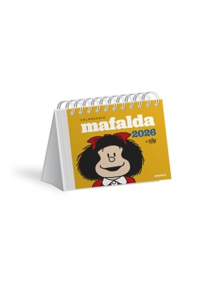 MAFALDA 2026, CALENDARIO ESCRITORIO AMARILLO