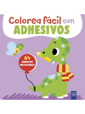 COLOREA FÁCIL CON ADHESIVOS. DINOSAURIO